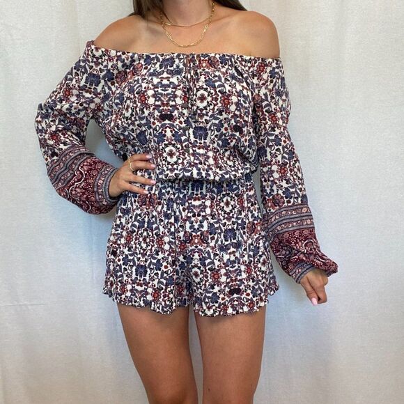 American Eagle Outfitters Off the Shoulder Floral Romper - Picture 1 of 8